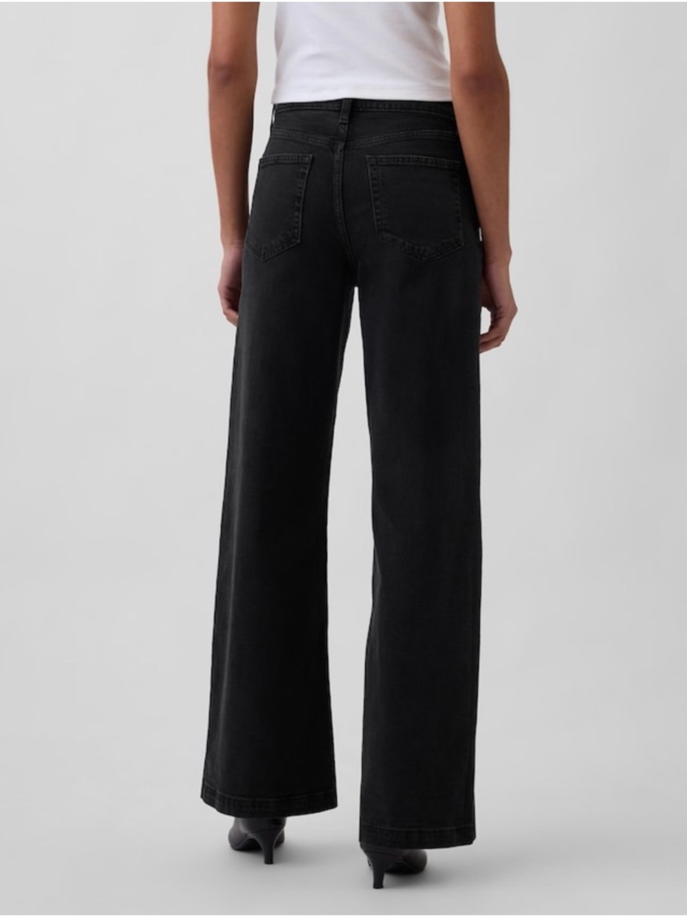 GAP Black High-Rise Stride Wide Leg Jeans - Picture 2 of 3